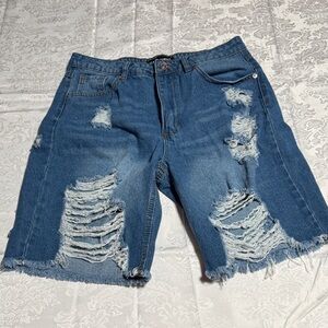 Almost Famous Blue Distressed Jean Shorts 7 juniors